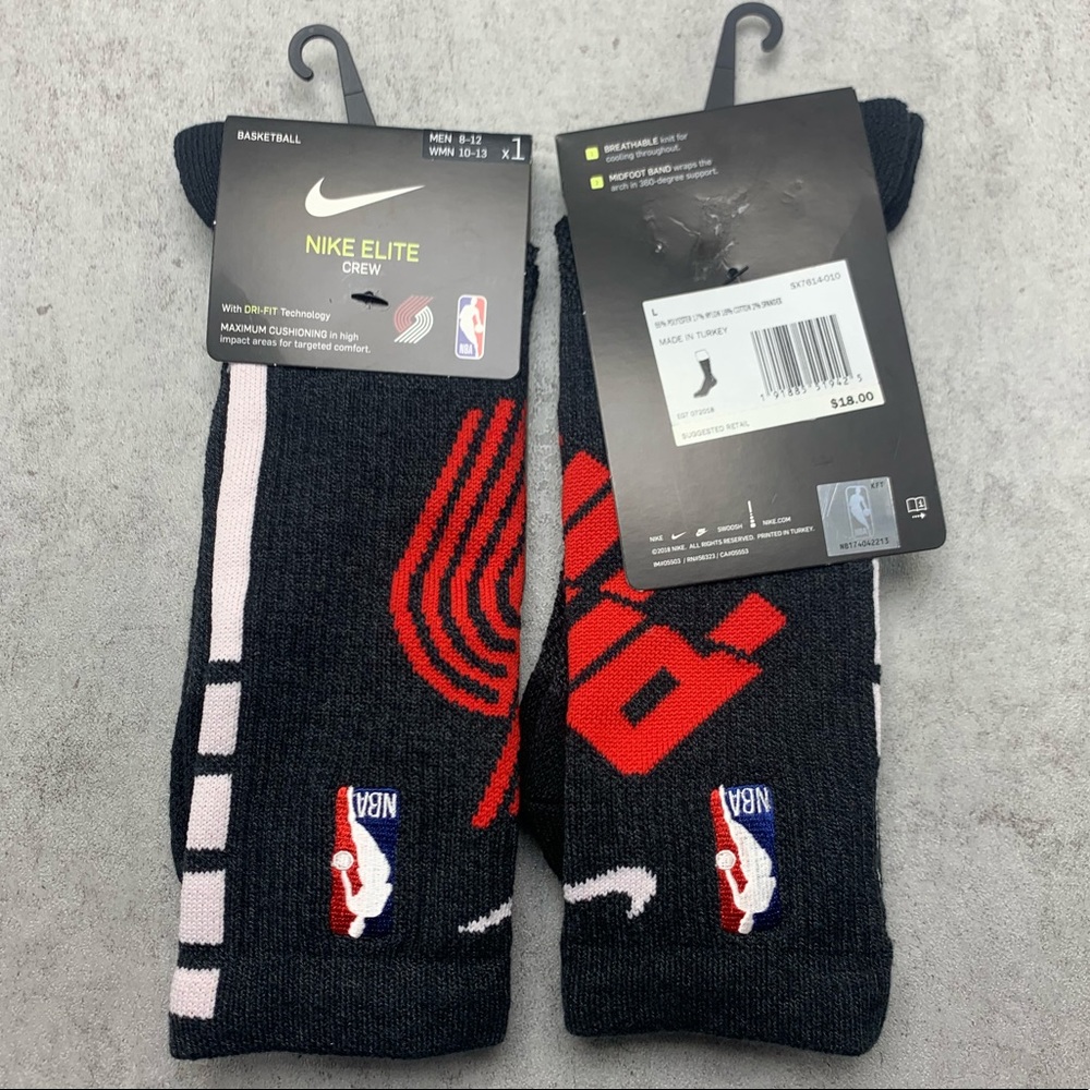 New Nike Elite Crew Portland Trail Blazers Socks